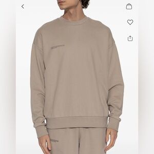 PANGAIA Beige Crewneck Sweatshirt with Chest Graphic, Size XS (Unisex)